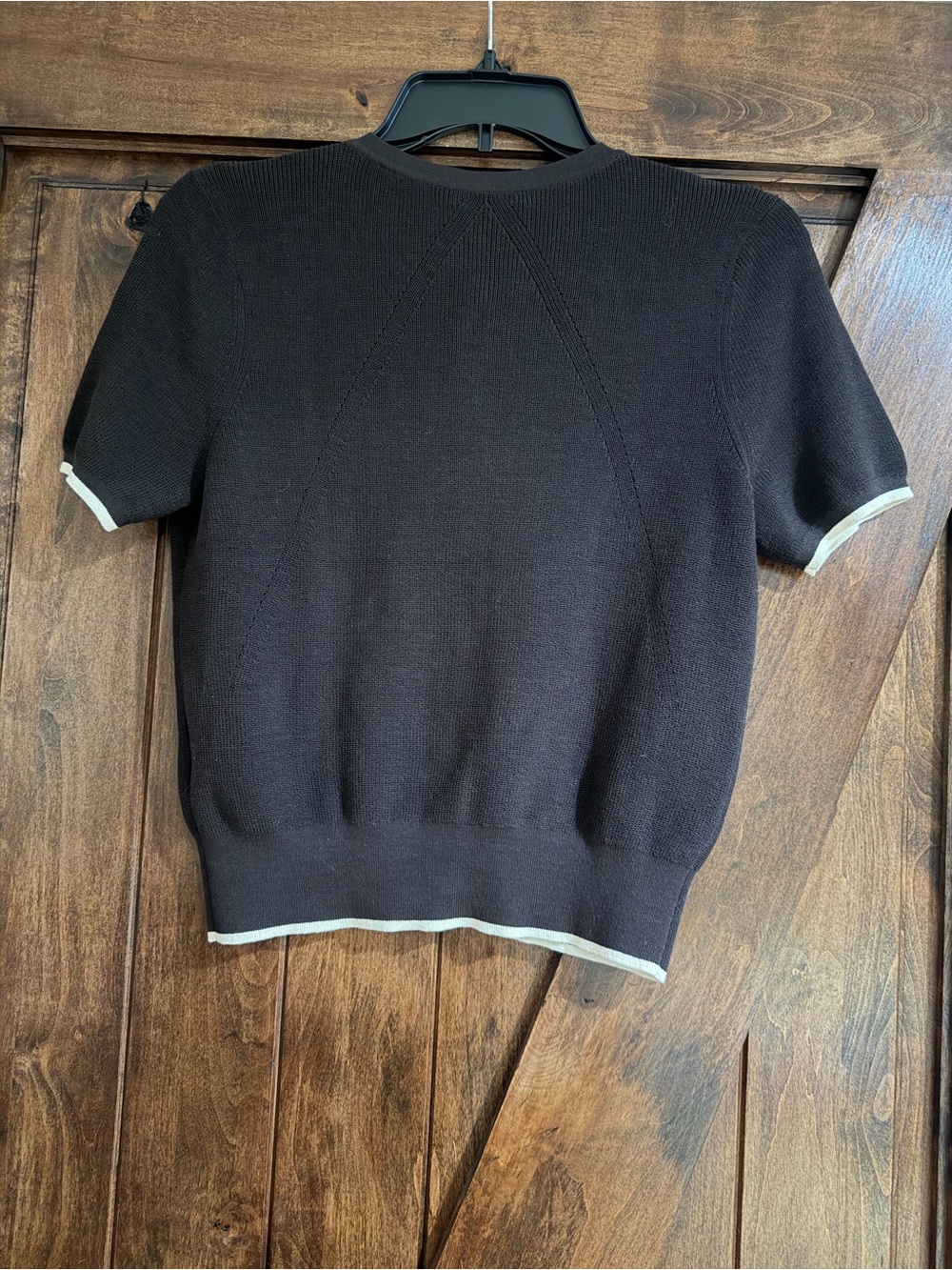 rag & bone Dina Tipped Short Sleeve Cardigan in Chocolate Brown - Picture 9 of 12